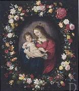 Antoine Sallaert Madonna: i.e. Mary with the Christ-child in a garland of flowers. USA oil painting artist